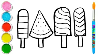 Let's Draw and Paint Ice Creams Easily Together | Painting, Coloring for Toddlers & Beginner