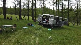 Nature Walk : UAZ-3962 Picnic in the middle of nowhere in a forest / Mongolia Road Trip 27 Walk 127