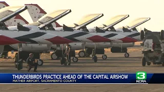 Thunderbirds practice ahead of the Capital Airshow
