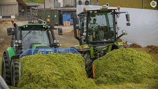 CLAAS XERION 3800 Trac Vc & Deutz-Fahr on a SILAGE PIT | Mais Silage 2019