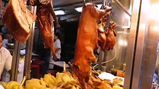 Hong Kong Street Food Chopping Piglets, BBQ Pork, Ducks, Pigeons, Chickens in Sham Shui Po 新棠記燒臘 深水埗