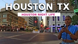 HOUSTON AT NIGHT - 4K Walking Tour of Downtown Houston's Nightlife August 2023