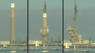 Controlled explosion to demolish power station chimney in UK