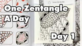 Lettermark, Static, Tipple, Crescent Moon - One Zentangle A Day (Day 1)