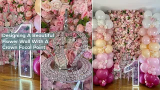 Designing A Beautiful Flower Wall With A Crown Focal Point | DIY | Tableclothsfactory.com