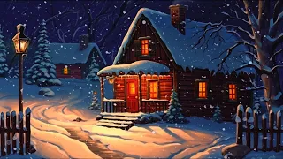 vintage winter oldies playing in another room (snowstorm & fireplace ambience)