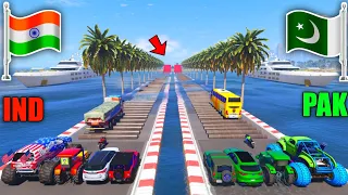 India Vs Pakistan | Gta 5 Indian Cars Vs Pakistan Cars Pipe Crossing Challenge | Gta 5 gameplay