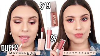 IS IT A DUPE?! MAYBELLINE LIFTER GLOSS VS. FENTY BEAUTY CREAM GLOSS BOMB...HMMM | Jackie Ann