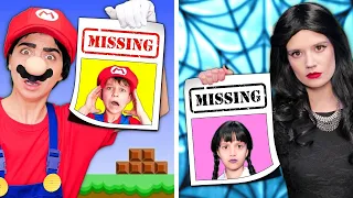 Super Mario and Wednesday Addams are Missing! Funny Situations by Gotcha!