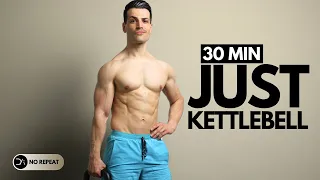 30 Min COMPACT FULL BODY KETTLEBELL Workout | No Repeat | No Jump