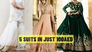 5 SUITS IN JUST 100AED || FANCY HANDWORK DRESSES || BRIDAL LEHENGA & FANCY GOWNS #UAEMARKETBYZNH