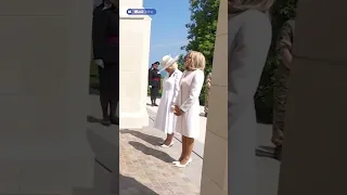 Awkward moment Brigitte Macron breaks Royal protocol as she tries to hold Queen Camilla's hand