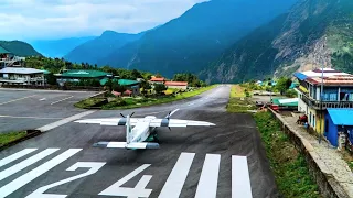 व्यस्त तेन्जिङ हिलरी एयरपोर्ट लुक्ला | Lukla Airport landing and takeoff | busy Lukla Airport