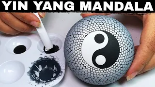 Mandala Dot Art ☯️ Yin Yang Stone Painting Rocks Easy Tutorial | How to Paint Mandala for Beginners