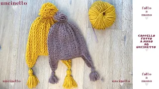 Tutorial cappello / berretta con paraorecchie fatto a mano ad uncinetto facile - crochet ganchillo