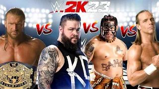 WWE 2K23 TRIPLE H VS SHAWN MICHAELS VS UMAGA VS KEVIN OWENS HELL IN A CELL FOR THE UNDISPUTED TITLE!