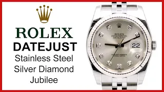 Rolex Datejust Silver, Diamond Dial UNBOXING & REVIEW - 36mm, Fluted White Gold Bezel, 116234