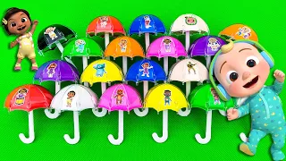 Rainbow SLIME: Hunting For Cocomelon with CLAY in Colorful Umbrella Shapes! Satisfying ASMR