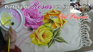 Pintura de rosas com livro aberto