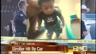 Car slams into baby stroller