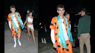 Presley Gerber goes as 'Fred Flintstone' as he attends the 2022 Casamigos Halloween party in LA!