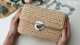 Is it legal? The most beautiful mini crossbody bag, crocheted, with parquet pattern, wicker bag.