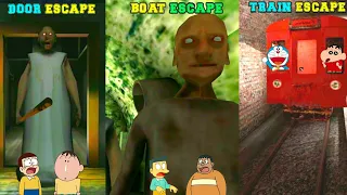 Granny Door Escape vs Granny Chapter Two Boat Escape vs Granny 3 Train Escape with Doraemon&Friends