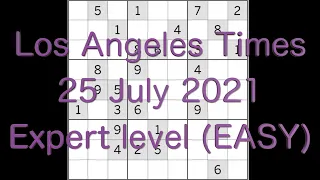 Sudoku solution – Los Angeles Times 25 July Expert level Easy