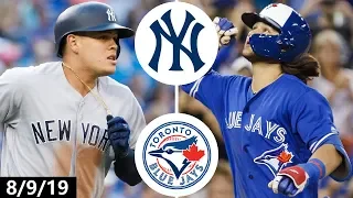 New York Yankees vs Toronto Blue Jays Highlights | August 9, 2019 (2019 MLB Season)
