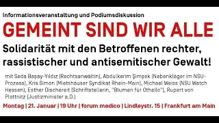 Audio-Livestream zur Veranstaltung "Gemeint sind wir alle" am 21. Januar 2019 im medico-Haus