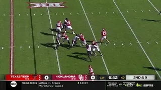 Caleb Williams escapes pressure to throw 22 yard touchdown pass Oklahoma vs Texas Tech