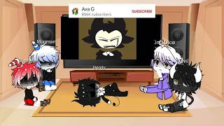 Cuphead oc Main 4 react to Bendy and the Devil Swing (Ava G)