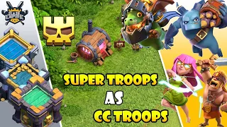 USING EVERY SUPER TROOP IN CC!! Super Troops CoC | Best Clan Castle Troops | Cc Troops For War/Cwl