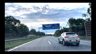 Relaxed Sunset Drive on the Autobahn A555 & A57 in Germany with Rain