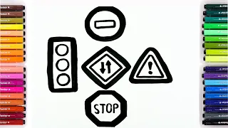 Bolalar uchun yo'l belgilarini qanday chizish mumkin? How to draw some traffic signs for kids?