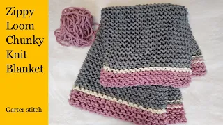 Zippy Loom DIY Chunky Knit Blanket, Garter Stitch