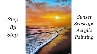 How to PAINT Sunset Seascape | Acrylic Painting
