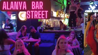 alanya nightlife walking tour 2023 4K UHD alanya bar street / alanya city center   turkey travel