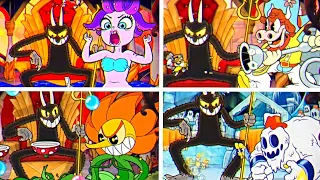 Cuphead + DLC - All Bosses With The Devil Co-op Fights