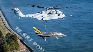 The Navy's new CH-53K helicopter transports F-35