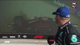 Valtteri Bottas Reaction to Verstappen Hamilton Crash 2021 Italian Grand Prix