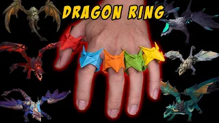 DRAGON RING || easy origami paper dragon ring