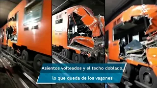 Así quedaron los vagones tras choque de trenes en Línea 3 del Metro