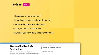 Bricks 1.8.5 - New Elements for Blogging, Image Mask & Sources, Background Video Improvements