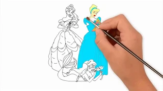 Disney Princess Jasmine Cinderella Belle Moana Drawing Pages To Color For Kids l Coloring Pages