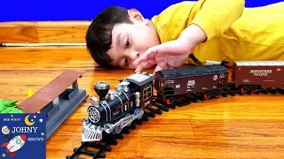Johny Opens A Steam Engine Locomotive Train Toy Trains For Kids