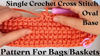 Easiest way to Crochet an Oval Base for Bags/Baskets | Crochet bag base tutorial