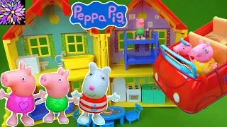 Peppa Pig Toys Peppa Pigs House Playset with Suzy Sheep George Pig Mummy Pig and the Red Car Toys!