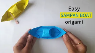 How to make a paper boat - Traditional Origami Sampan Boat - Easy SAMPAN Boat Origami