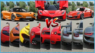 Forza Horizon 4 - Top 12 Fastest Mclaren Vs Ferrari Vs Porsche | Top Speed Battle